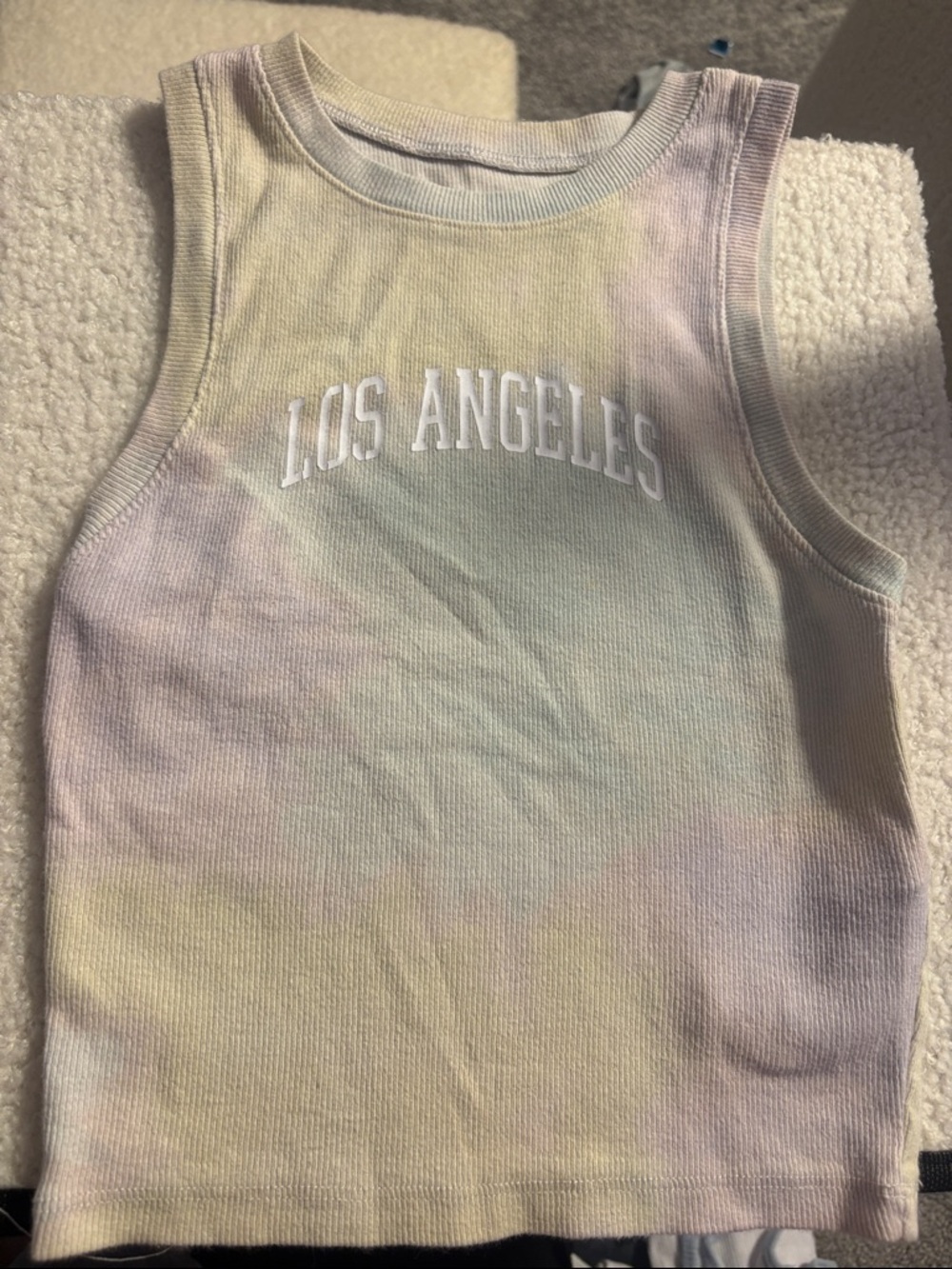 Hollister Pastel Tie-Dye 'Los Angeles' Ribbed Tank - Yellow Pink Blue Cream